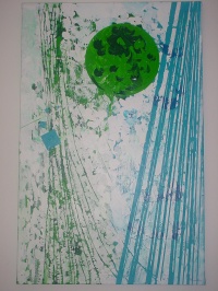 COMPOSITION EN BLEU ET VERT (trilogie) AST100x65cm