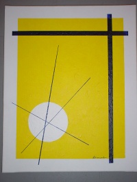 MUSIQUE GEOMETRIQUE SUR FOND JAUNE 39x49cm